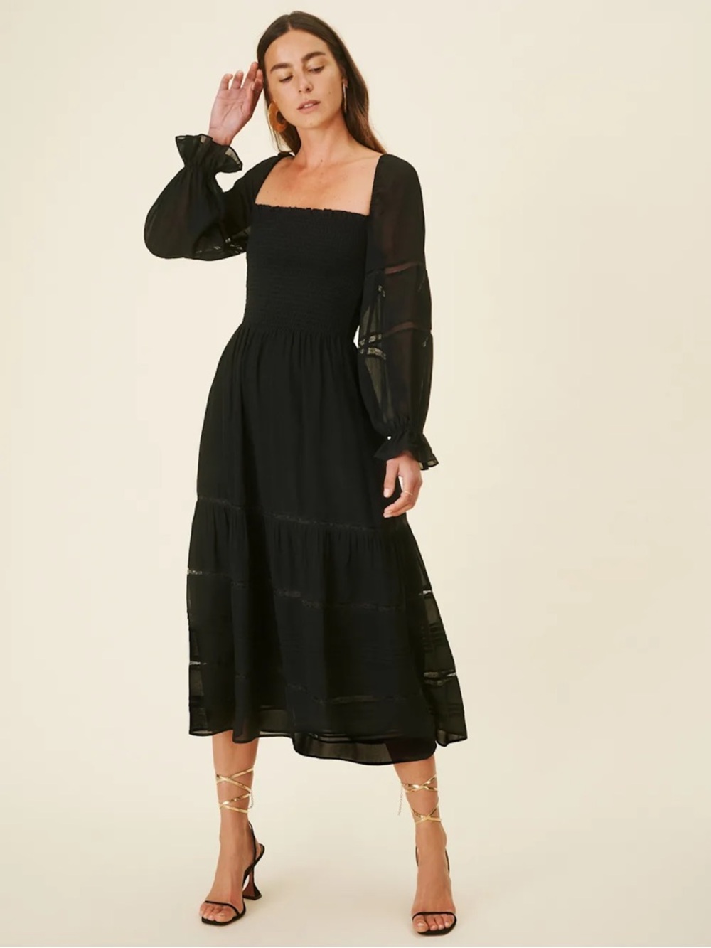 Reformation Jessy Midi Dress in Black